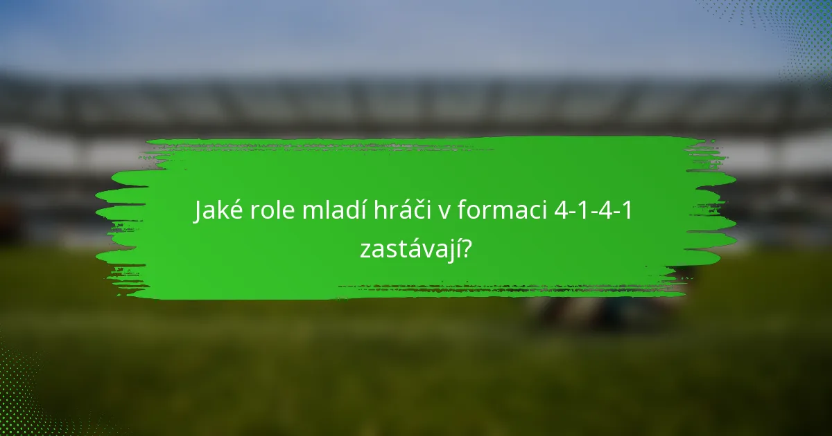 Jaké role mladí hráči v formaci 4-1-4-1 zastávají?